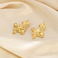 1 Pair Vintage Style Simple Style Irregular Pleated Stainless Steel 18K Gold Plated Ear Studs main image 5