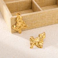 1 Pair Vintage Style Simple Style Irregular Pleated Stainless Steel 18K Gold Plated Ear Studs main image 6