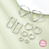 1 Pair Casual Simple Style Geometric Sterling Silver White Gold Plated Hoop Earrings main image 1