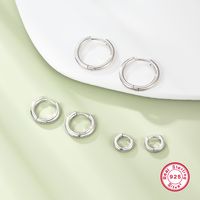 1 Pair Casual Simple Style Geometric Sterling Silver White Gold Plated Hoop Earrings main image 5