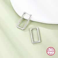1 Pair Casual Simple Style Geometric Sterling Silver White Gold Plated Hoop Earrings main image 7