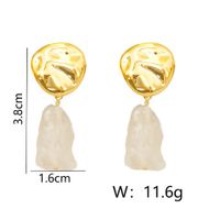 1 Pair Simple Style British Style Irregular Natural Stone Copper 18K Gold Plated Drop Earrings main image 2
