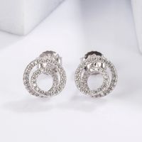 1 Pair Cute Sweet Circle Snake Butterfly Plating Inlay Sterling Silver Zircon White Gold Plated Ear Studs main image 3