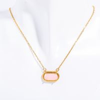 Copper Gold Plated Retro Oval Inlay Turquoise Rhinestones Necklace sku image 11
