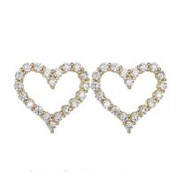 1 Pair Elegant Cute Luxurious Heart Shape Hollow Out Inlay Copper Alloy Brass Zircon 18K Gold Plated Black Plated Gun Ear Studs sku image 1