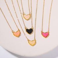 Kupfer Vergoldet Lässig Einfacher Stil Überzug Herzform Halskette Mit Anhänger main image 3