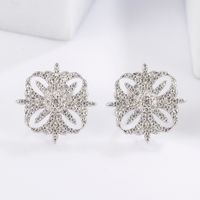 1 Pair Sweet Simple Style Sun Snowflake Plating Inlay Sterling Silver Zircon White Gold Plated Ear Studs main image 5