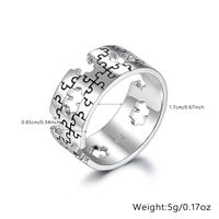 Vintage Style Simple Style Roman Style Jigsaw Sterling Silver Hollow Out White Gold Plated Women's Rings Earrings sku image 3