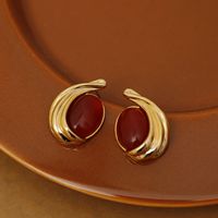 1 Pair IG Style Simple Style Geometric Inlay Copper Resin 18K Gold Plated Ear Studs main image 1