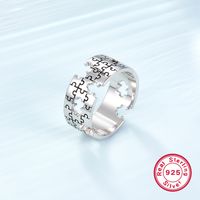 Vintage Style Simple Style Roman Style Jigsaw Sterling Silver Hollow Out White Gold Plated Women's Rings Earrings main image 6