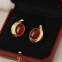 1 Pair IG Style Simple Style Geometric Inlay Copper Resin 18K Gold Plated Ear Studs main image 6