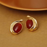 1 Pair IG Style Simple Style Geometric Inlay Copper Resin 18K Gold Plated Ear Studs main image 3