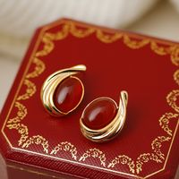 1 Pair IG Style Simple Style Geometric Inlay Copper Resin 18K Gold Plated Ear Studs main image 7