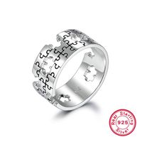 Vintage Style Simple Style Roman Style Jigsaw Sterling Silver Hollow Out White Gold Plated Women's Rings Earrings sku image 2