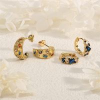 1 Paire Style IG Style Simple Cercle Incruster Le Cuivre Zircon Plaqué Or 18K Boucles D'oreilles Cerceau Boucles D'Oreilles main image 10