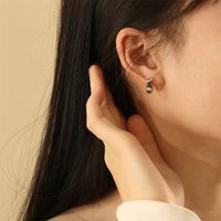 1 Pair IG Style Simple Style Circle Inlay Copper Zircon 18K Gold Plated Hoop Earrings Ear Studs main image 7