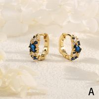 1 Pair IG Style Simple Style Circle Inlay Copper Zircon 18K Gold Plated Hoop Earrings Ear Studs main image 4