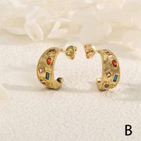 1 Paire Style IG Style Simple Cercle Incruster Le Cuivre Zircon Plaqué Or 18K Boucles D'oreilles Cerceau Boucles D'Oreilles sku image 1