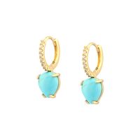 1 Pair IG Style Vintage Style Water Droplets Inlay Copper Turquoise 18K Gold Plated Drop Earrings main image 9