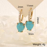 1 Pair IG Style Vintage Style Water Droplets Inlay Copper Turquoise 18K Gold Plated Drop Earrings main image 3
