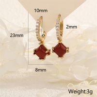 1 Pair IG Style Vintage Style Square Inlay Copper Malachite Zircon 18K Gold Plated Drop Earrings main image 2