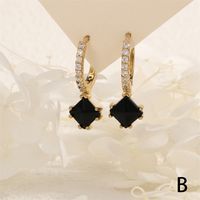 1 Pair IG Style Vintage Style Square Inlay Copper Malachite Zircon 18K Gold Plated Drop Earrings main image 7