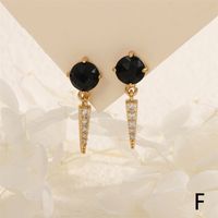 1 Pair IG Style Vintage Style Triangle Inlay Copper Malachite Agate Zircon 18K Gold Plated Drop Earrings sku image 6