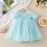Princess Mesh Grid Sequins Popover Hollow Out Chiffon Girls Dresses main image 5