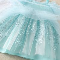 Princess Mesh Grid Sequins Popover Hollow Out Chiffon Girls Dresses main image 8