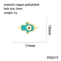 1 Piece 20 * 25mm Hole 2~2.9mm Copper Zircon 18K Gold Plated Devil's Eye Hand Of Fatima Polished Pendant sku image 3