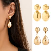 1 Pair Simple Style Shiny Oval Polishing Alloy Drop Earrings main image video