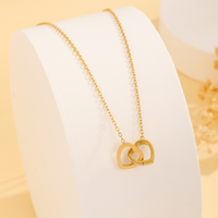 304 Stainless Steel 18K Gold Plated Elegant Simple Style Double Heart Four Leaf Clover Heart Shape main image 3
