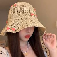 Women's Vacation Beach Bow Knot Braid Wide Eaves Bucket Hat sku image 2