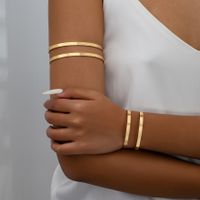 Basic Moderner Stil Klassischer Stil Geometrisch Einfarbig Linien Legierung Überzug Frau Armbänder Armring main image 6