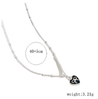 Sterling Silber IG-Stil Dame Koreanische Art Inlay Herzform Künstliche Perlen Halskette Mit Anhänger main image 6