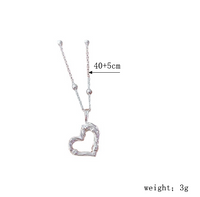 Sterling Silber IG-Stil Dame Koreanische Art Inlay Herzform Künstliche Perlen Halskette Mit Anhänger main image 2