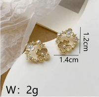 1 Pair Princess French Style Sweet Flower Inlay Copper Artificial Rhinestones Artificial Pearls Ear Studs main image 2