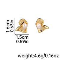 1 Pair IG Style Simple Style Solid Color Inlay Copper Freshwater Pearl 18K Gold Plated Silver Plated Ear Studs sku image 1
