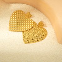 1 Pair IG Style Lady Korean Style Heart Shape Plating 304 Stainless Steel 14K Gold Plated Drop Earrings main image 3
