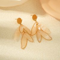 1 Pair Casual Elegant Artistic Leaves Tassel Plating Arylic Shell Gold Plated Drop Earrings main image 3