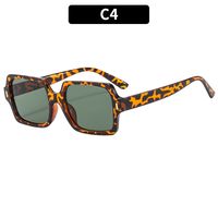 Hawaiian Streetwear Solid Color Leopard Ac Square Full Frame Women's Sunglasses sku image 4