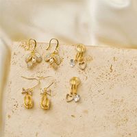 1 Pair IG Style Cute Star Heart Shape Bow Knot Copper 18K Gold Plated Earrings Ear Studs main image 5