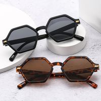 Vintage Style Solid Color Leopard Ac Polygon Full Frame Women's Sunglasses main image 5