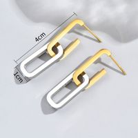 Simple Glossy Chain Asymmetric Square Ring Earring Wholesale Nihaojewelry main image 2