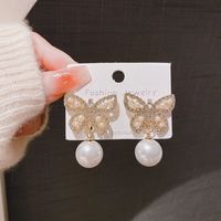 1 Pair Fashion Letter Square Heart Shape Inlay Imitation Pearl Alloy Artificial Gemstones Earrings sku image 119