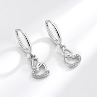 Elegant Simple Style Heart Shape Copper Plating Zircon Drop Earrings 1 Pair main image 5