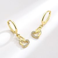 Elegant Simple Style Heart Shape Copper Plating Zircon Drop Earrings 1 Pair main image 1