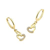 Elegant Simple Style Heart Shape Copper Plating Zircon Drop Earrings 1 Pair main image 3