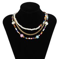 Casual Ethnic Style Flower Arylic Imitation Pearl Seed Bead Women's Necklace 1 Set main image 4