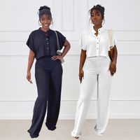 Daily Women's Elegant Solid Color Polyester Button Pants Sets Pants Sets main image 1